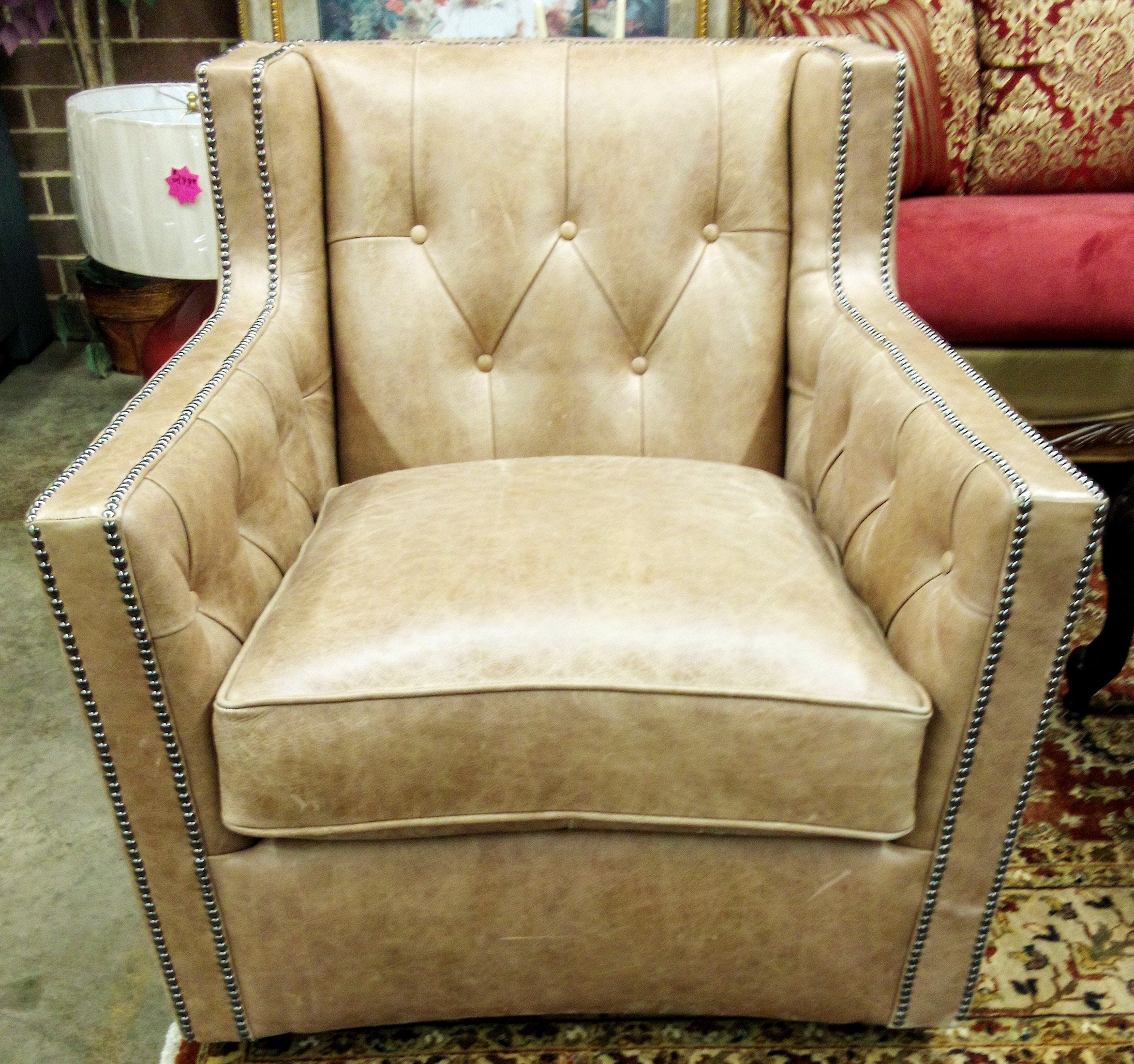 Bernhardt Candace Tan Leather Swivel Accent Chair in Hickory NC - Discontinued - Clearance ...